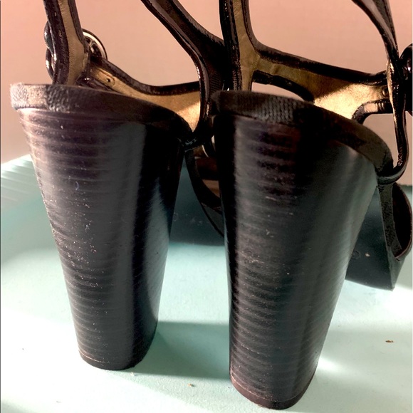 COACH BLACK MONOGRAM PLATFORM HEELS - Picture 9 of 16
